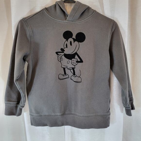 Gap Kids 6-7 Disney Gray Mickey Mouse Sweatshirt Hoodie Retro Pullover - Picture 1 of 6